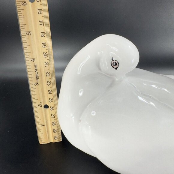 Italian Art Pottery Ruffled Fluffy Dove Large Hand Painted Pigeon Bird Marked - Picture 9 of 16